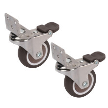 2Pcs L Bracket Caster with Brake 360 Rotating TPE Rubber