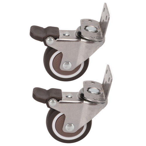 2Pcs L Bracket Caster with Brake 360 Rotating TPE Rubber 1