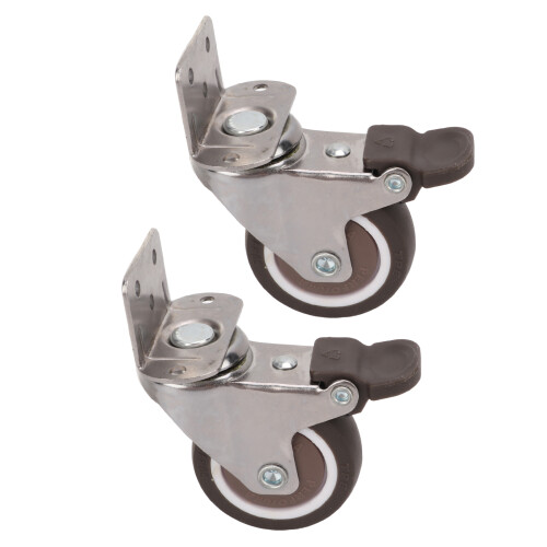 2Pcs L Bracket Caster with Brake 360 Rotating TPE Rubber 2