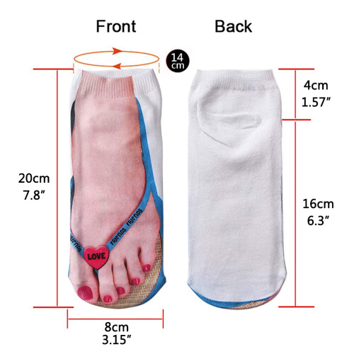 5 Pair Manicure Print Flip Flop Socks 3D Pattern Casual Low Cut Ankle 1