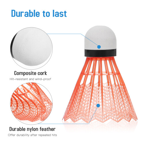 12pcs Nylon Badminton Shuttlecocks Indoor Outdoor Windproof 2