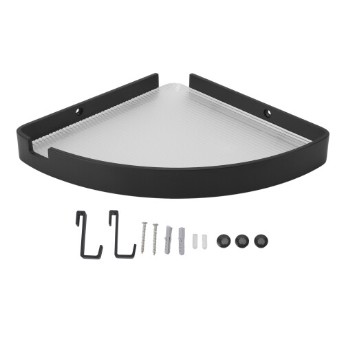 (Black) Corner Shower Shelf Wall Mounted Triangular Floating Black