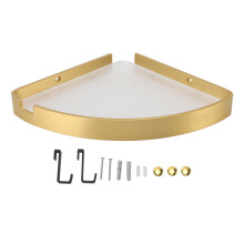 (Gold) Corner Shower Shelf Wall Mounted Triangular Floating Black