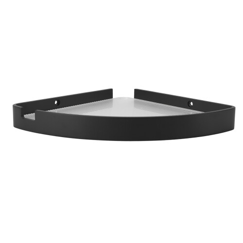 (Black) Corner Shower Shelf Wall Mounted Triangular Floating Black 1