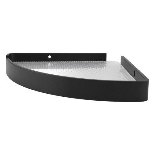 (Black) Corner Shower Shelf Wall Mounted Triangular Floating Black 2