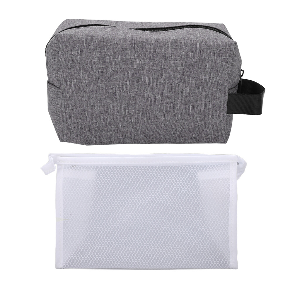 (Grey) 2Pcs Waterproof Canvas Travel Cosmetic Storage Bag Blue-image-OPC-PMKC29G-NEW