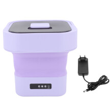 (Purple EU Plug) Portable 10L Washing Machine Auto Soft Spin Foldable Green EU