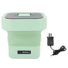 (Vert Prise américaine) Portable 10L Washing Machine Auto Soft Spin Foldable Green EU