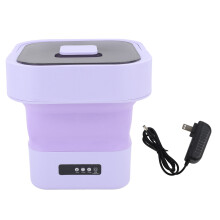 (Violet Prise américaine) Portable 10L Washing Machine Auto Soft Spin Foldable Green EU