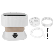 (Khaki) Portable Washing Machine 40W Mini 10L Underwear Washer Travel