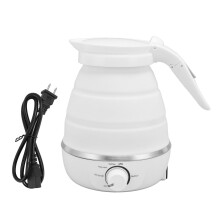 (White) 600ml Foldable Electric Kettle Auto Off Adjustable Temp Portable