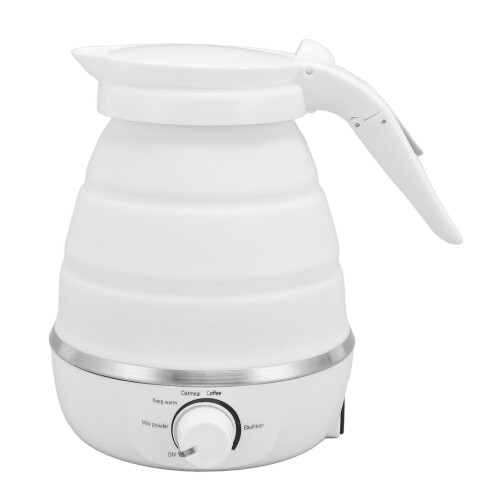 (White) 600ml Foldable Electric Kettle Auto Off Adjustable Temp Portable 1