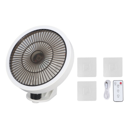 Small Wall Mount Fan 3 Speeds Mini Oscillating Night Light White 1