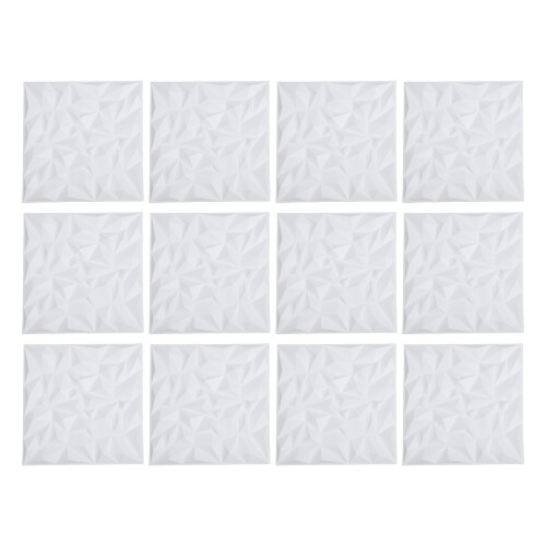 3D Textured Panels Interior Wall Decorative Matte White 500x500mm