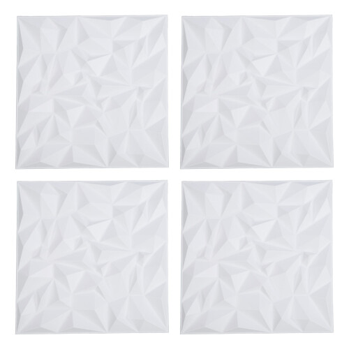 3D Textured Panels Interior Wall Decorative Matte White 500x500mm 1