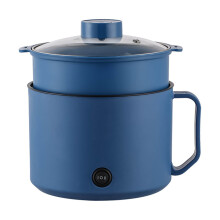 (Blue + Steaming Basket) Electric Cooker Pot 1.8L 300W/600W Multi-Function Anti-Stick Steaming