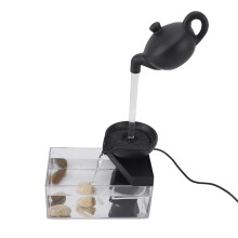 Floating Teapot Water Fountain USB LED Lights Stones Decor