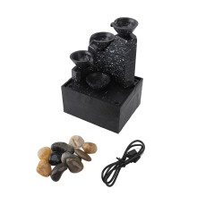(Ink Black) USB Desk Fountain with LED Lights Emerald Green