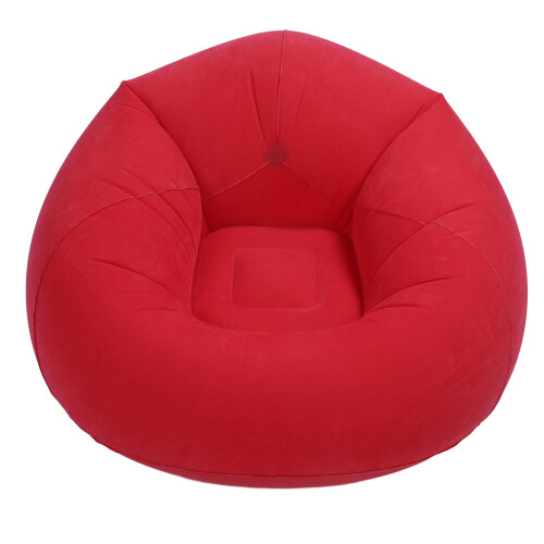 (Red) Inflatable Sofa Flocking Portable Folding Chair Blow Up Couch Red 2