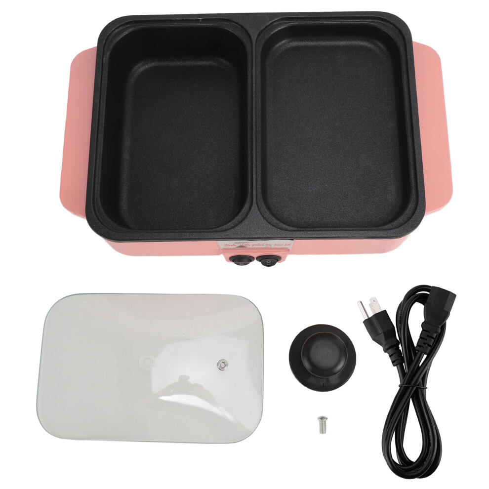 (US Plug 110V) Hot Pot with Grill 1200W Dual Temp Nonstick Electric Frying Pan 220V-image-OPC-PMKC8N2-NEW