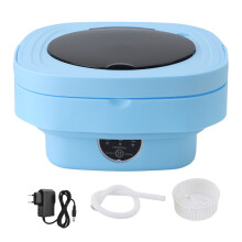 (Blue EU Plug) Portable Washing Machine 8.5L Foldable Mini Baby Clothes Blue US Plug