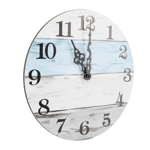 (Light Grey) 10in Frameless 3D Round Wall Clock Dark Brown 2
