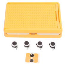 (Orange) Rolling Toy Storage Bin with Lid Wheels Orange