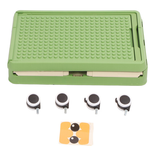 (Green) Rolling Toy Storage Bin with Lid Wheels Orange