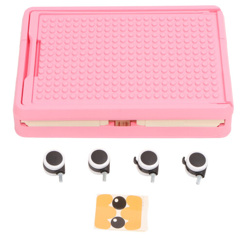 (Pink) Rolling Toy Storage Bin with Lid Wheels Orange