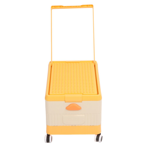 (Orange) Rolling Toy Storage Bin with Lid Wheels Orange 2