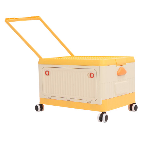 (Orange) Rolling Toy Storage Bin with Lid Wheels Orange 1