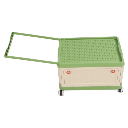 (Green) Rolling Toy Storage Bin with Lid Wheels Orange 2
