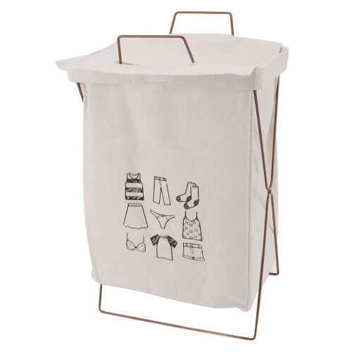 (Type A L) Iron Frame Folding Laundry Basket Waterproof Cotton Linen S 1