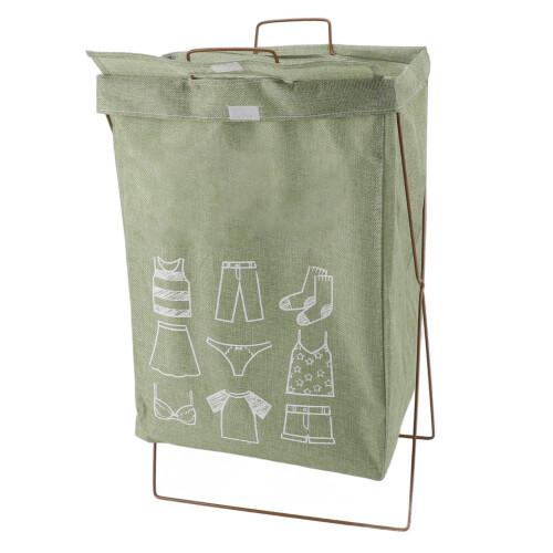 (Type B L) Iron Frame Folding Laundry Basket Waterproof Cotton Linen S 2