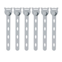 (Gray Small Size (6Pcs)) Elastic Silicone Cable Organizer Reusable Cord Ties (6Pcs)