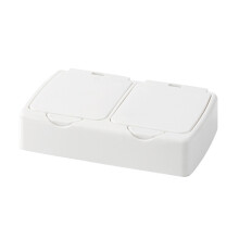 2 Grids Cotton Swabs Dispenser Dustproof Holder with Lid