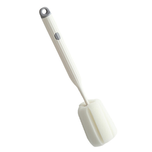 (White) Sponge Bottle Dish Brush Long Handle Soft Scrubbing Dark Blue 1