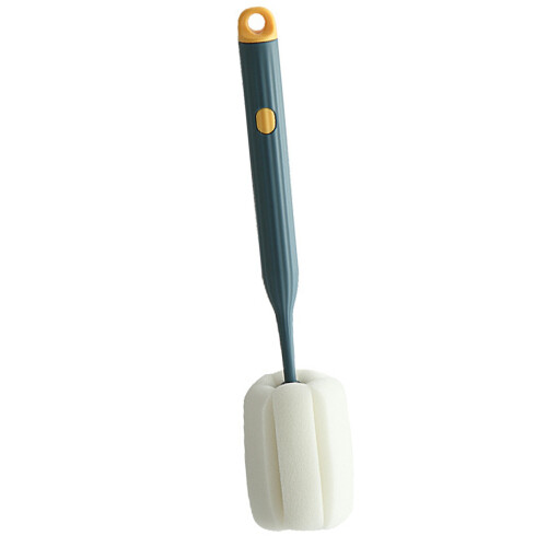 (Dark Blue) Sponge Bottle Dish Brush Long Handle Soft Scrubbing Dark Blue 1