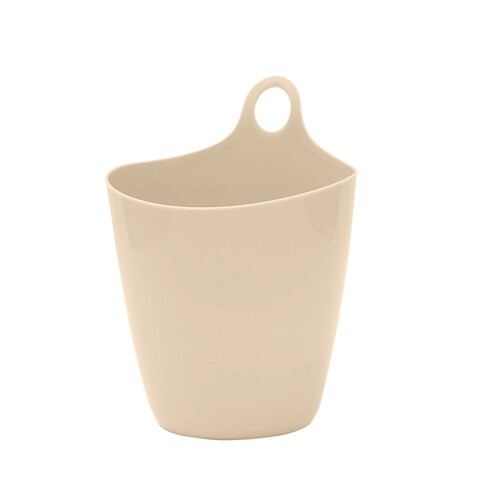 (Beige) Small Hanging Trash Can Wall Mounted Desktop Mini Bucket 1