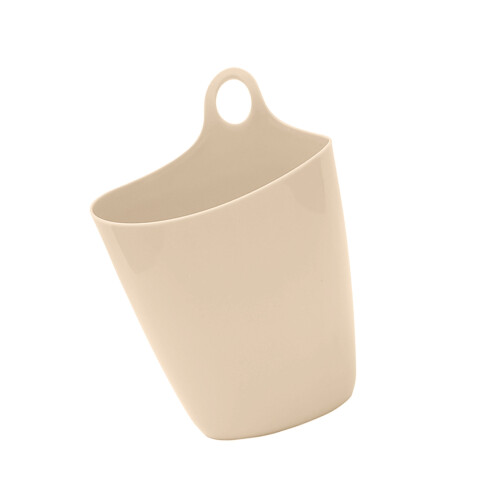 (Beige) Small Hanging Trash Can Wall Mounted Desktop Mini Bucket 2