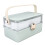 (Green) Large Cosmetic Organizer Box Plastic Dust Proof with Handle Lid White 3