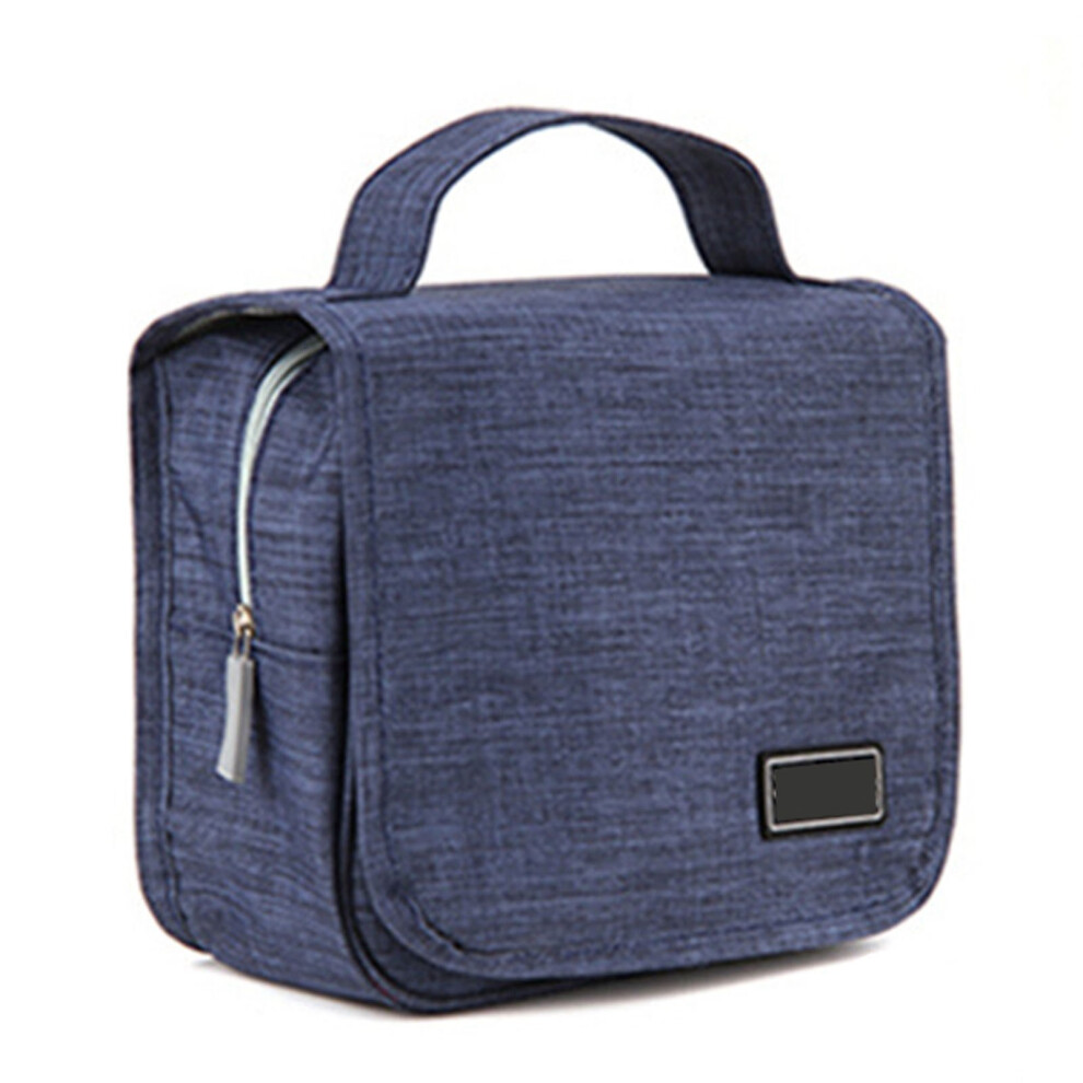 (Navy Blue) Oxford Cloth Waterproof Toiletry Bag Multi Compartments Hook Black-image-OPC-PMKCBP5-NEW