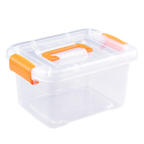 (Medium) Plastic Storage Bin Latching Buckles Portable Handle Clear Medium