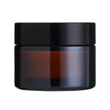 (Brown 20g) Glass Cosmetic Jar Light Shielding Empty Container with Lid 30g Brown