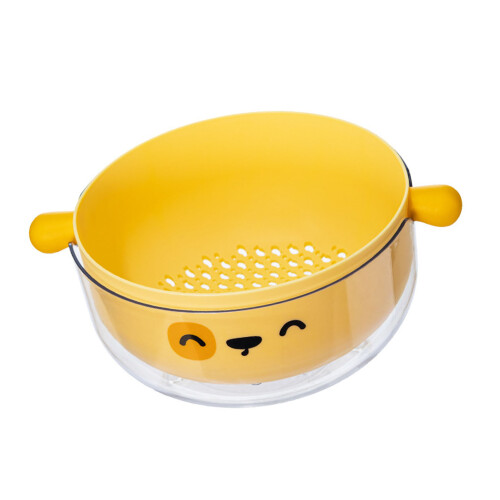 (Dog Yellow) Double Layer Colander Bowl Set TPR Handle Large Capacity Yellow 1