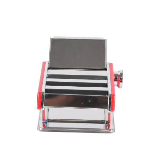 (Red) Manual Dough Roller Machine Stainless Steel Adjustable Thickness 1