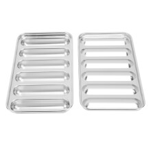 6 Cavity Silver Stainless Steel Sausage Mold Easy Clean Hot Dog Pan