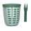 (Green) Plastic Fruit Draining Cup Portable Leakproof with Fork Blue 1