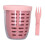 (Pink) Plastic Fruit Draining Cup Portable Leakproof with Fork Blue 1