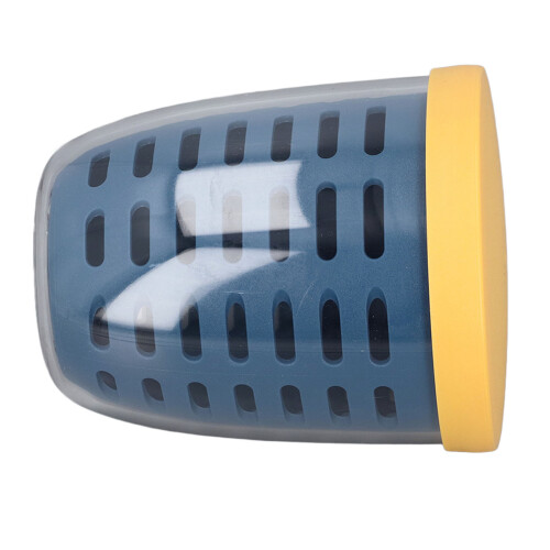 (Blue) Plastic Fruit Draining Cup Portable Leakproof with Fork Blue 2